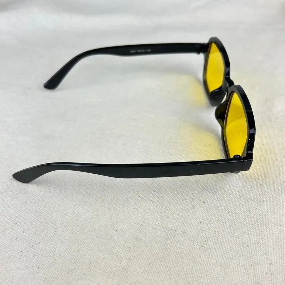 Vintage unique retro style black rounded square sunglasses cyber grunge techno